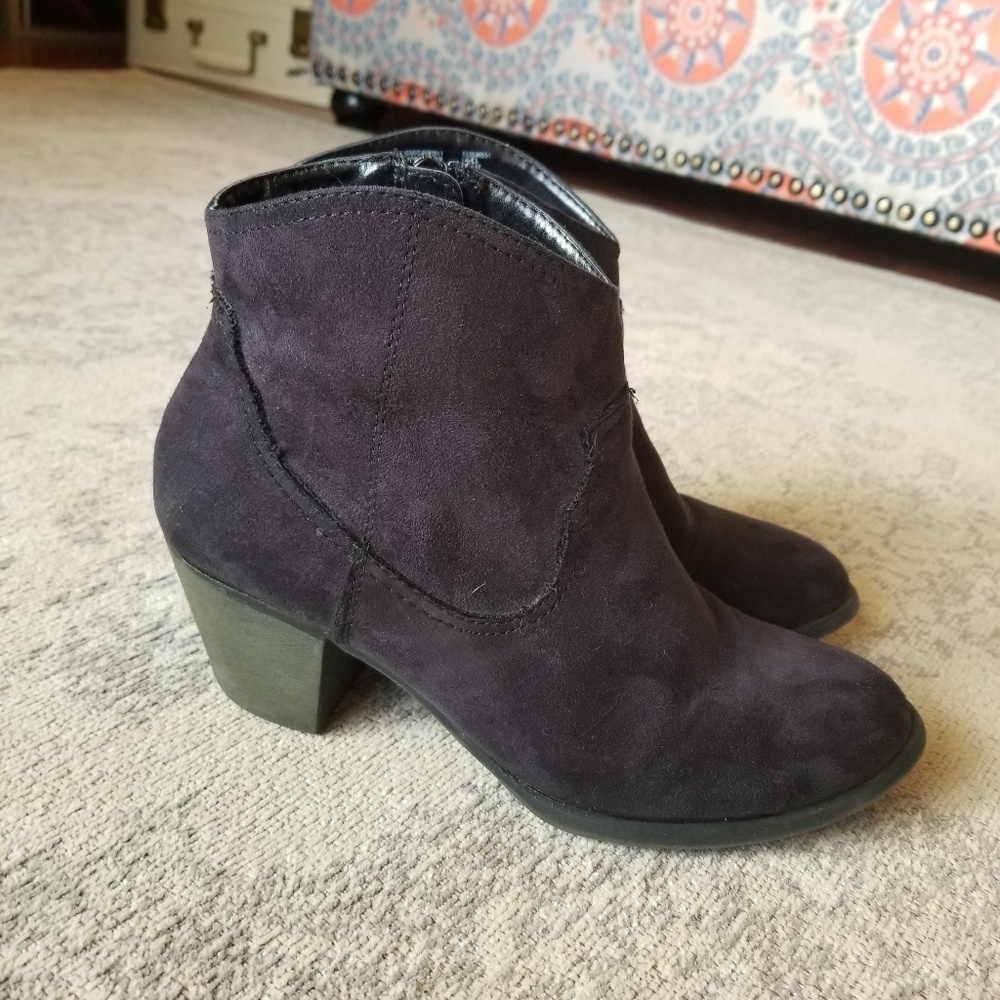 Black vegan suede booties